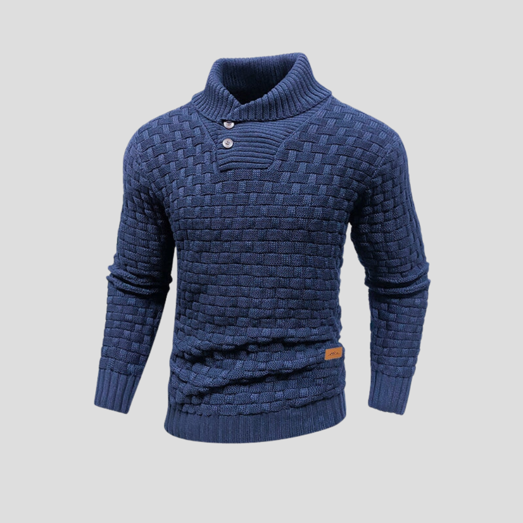 Halbkragen-Pullover mit Knöpfen für Herren
