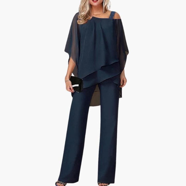 Damen-Jumpsuit mit Kalt-Schulter und weitem Bein