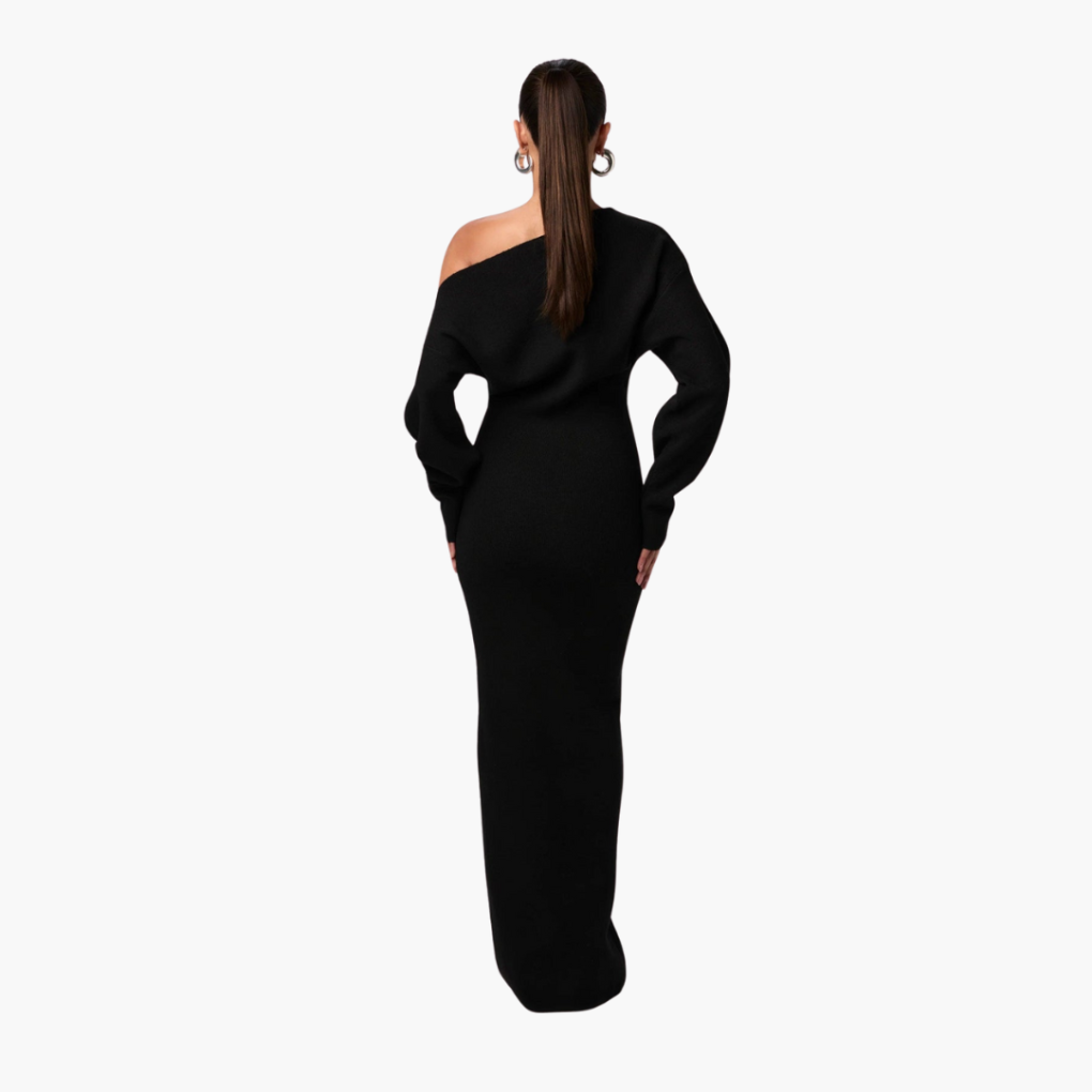 Off-Shoulder Strickkleid für Frauen – Elegantes Abendkleid