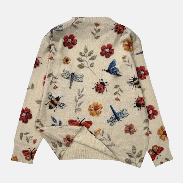 3D-Blumenstrickpullover
