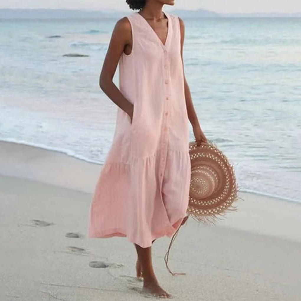 Damen V-Ausschnitt Kleid – Elegante Alltagskleidung