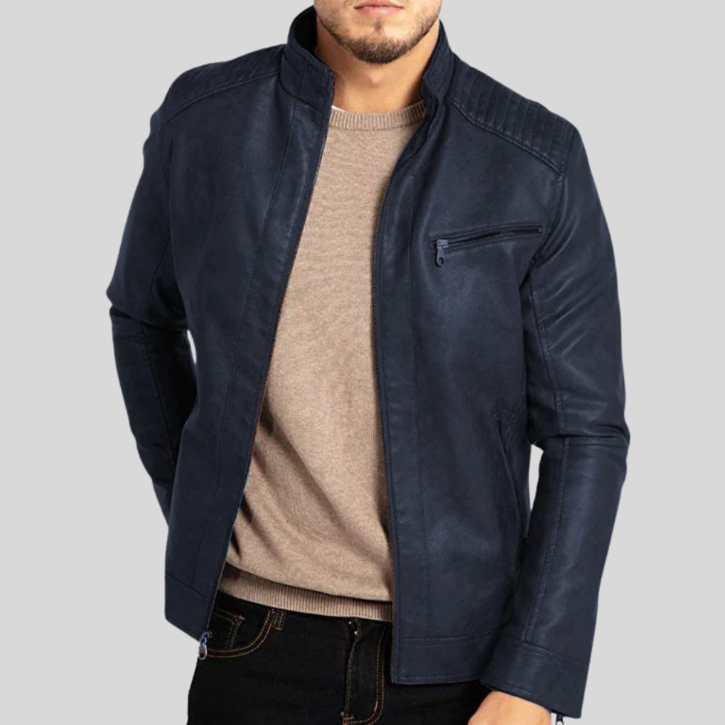 Windabweisende Lederjacke für Herren