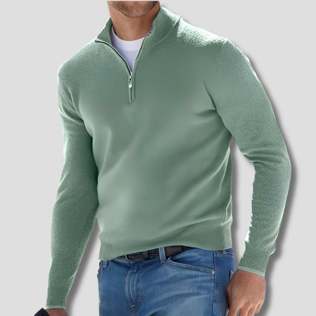 Baumwollpullover mit Reißverschlusskragen für Herren