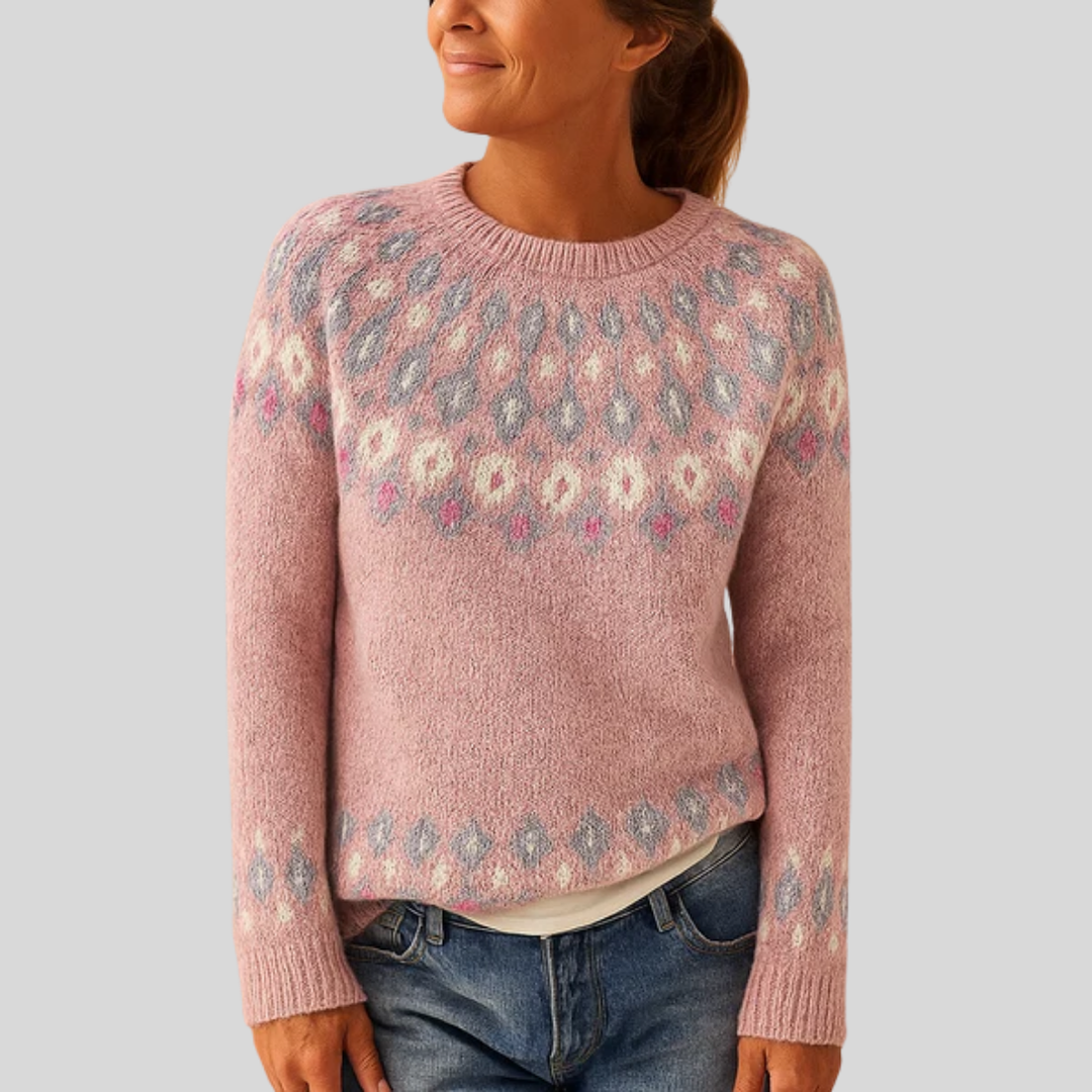 Bedruckter Wollpullover für Damen
