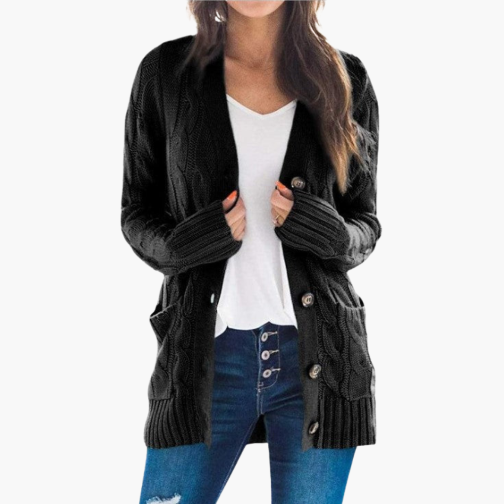 Damen-Cardigan mit Knöpfen und Taschen