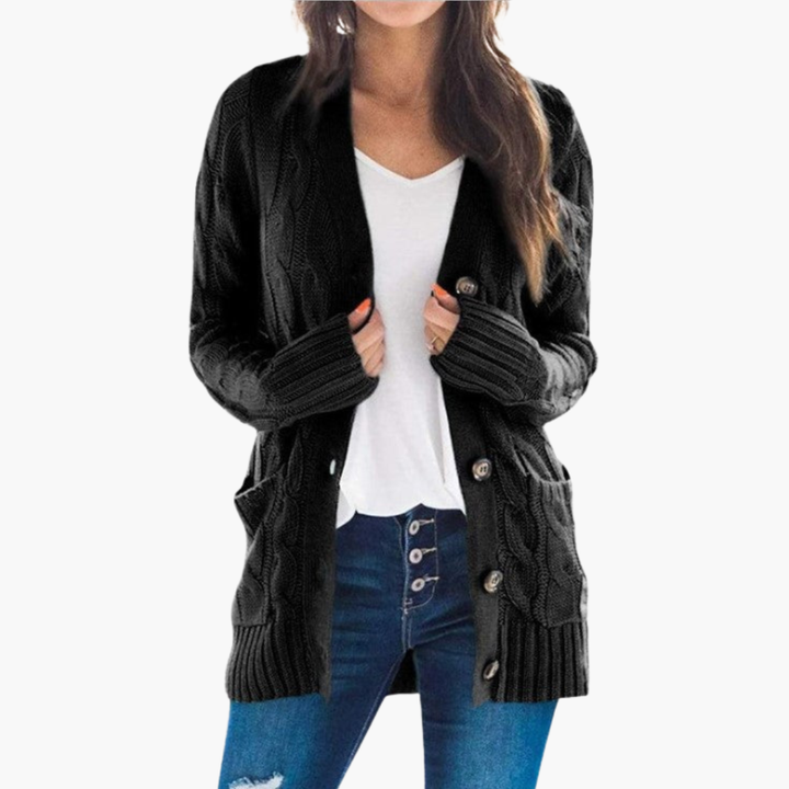 Damen-Cardigan mit Knöpfen und Taschen