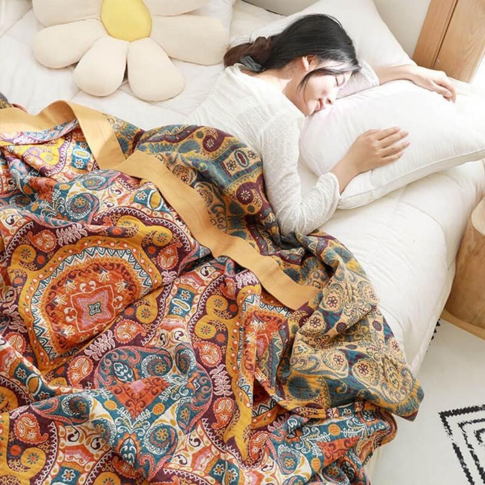 Sunrise Boho Wende-Decke