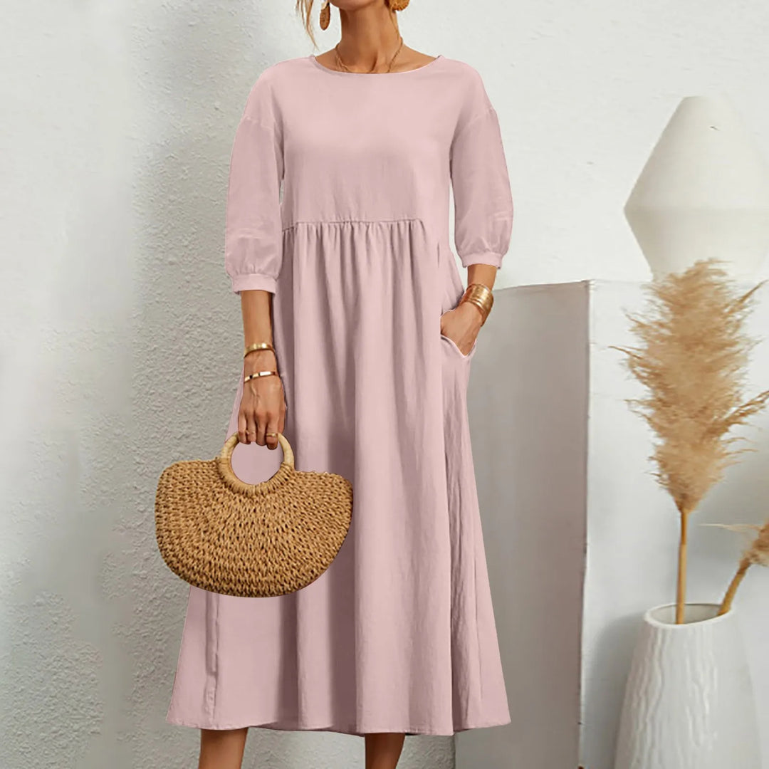 Lässiges, lockeres Patchwork-Midikleid