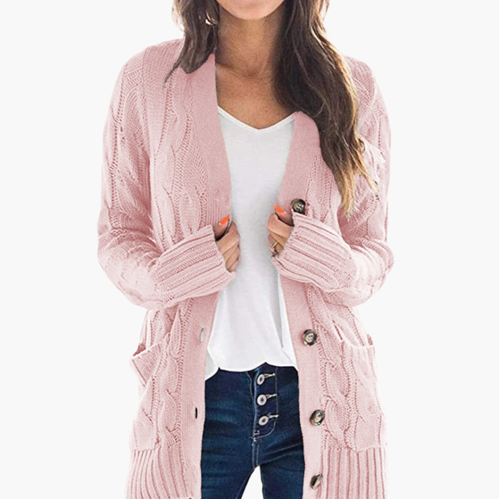 Damen-Cardigan mit Knöpfen und Taschen