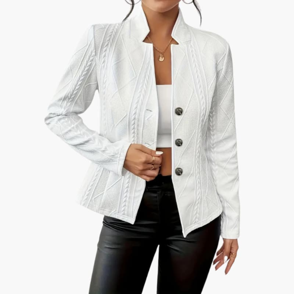 Damenblazer mit Reverskragen und Knopfverschluss
