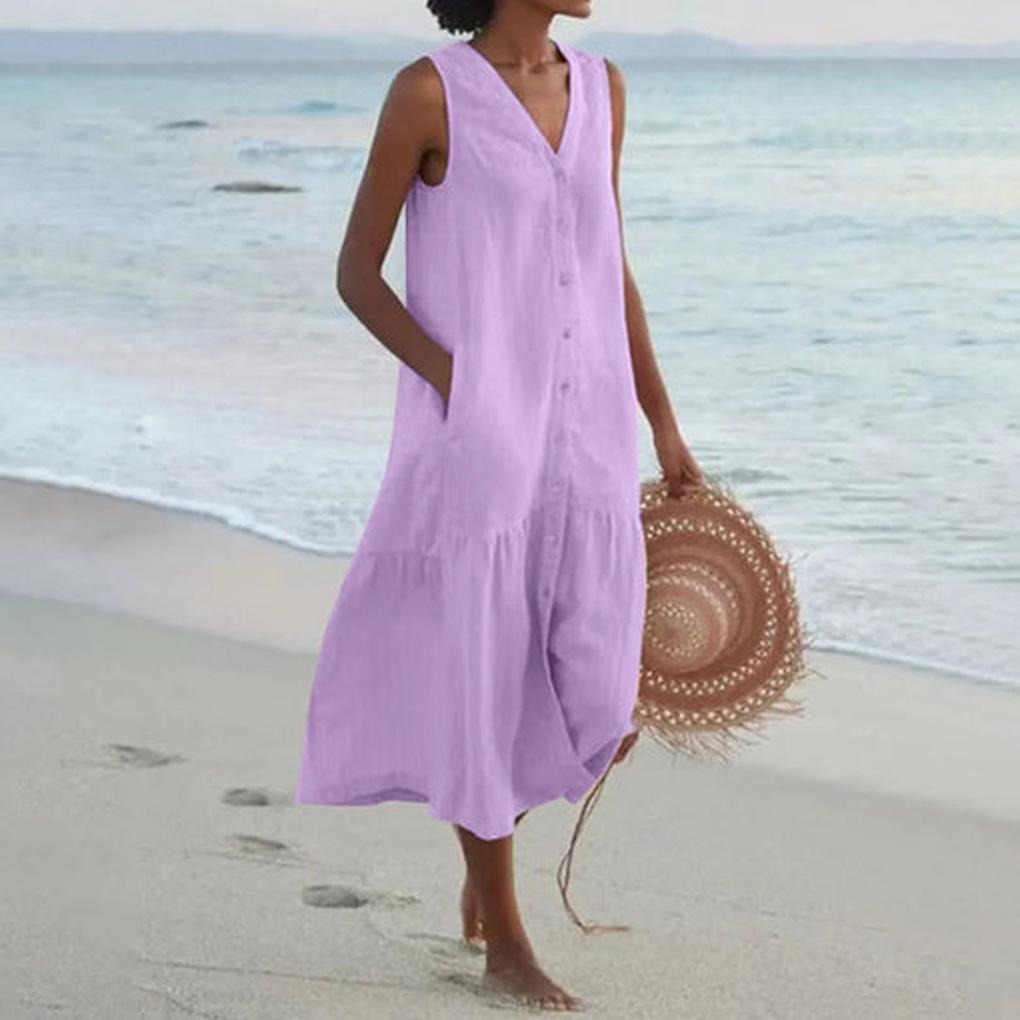 Damen V-Ausschnitt Kleid – Elegante Alltagskleidung