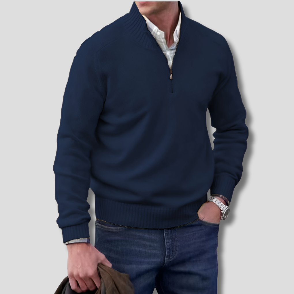 Herren-Pullover mit halbem Reißverschluss