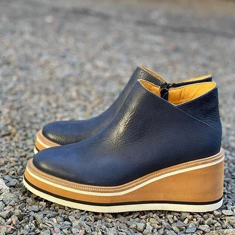 Damen-Keilabsatzstiefeletten mit Vintage-Charme