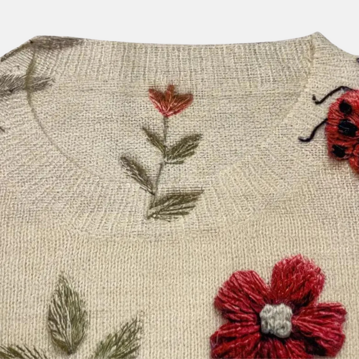3D-Blumenstrickpullover