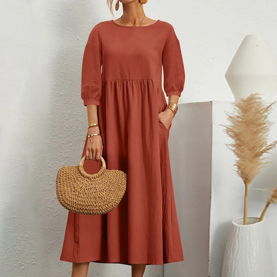 Lässiges, lockeres Patchwork-Midikleid
