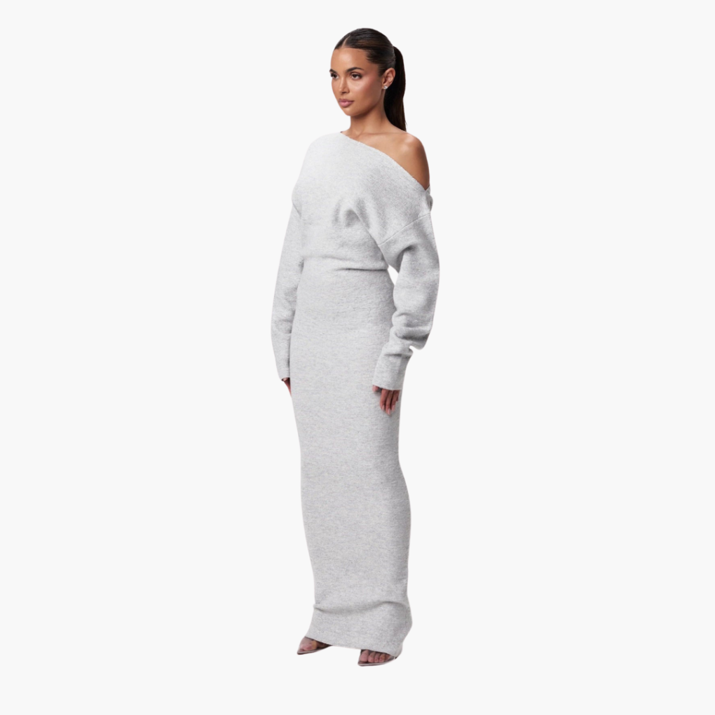 Off-Shoulder Strickkleid für Frauen – Elegantes Abendkleid