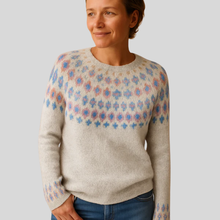 Bedruckter Wollpullover für Damen
