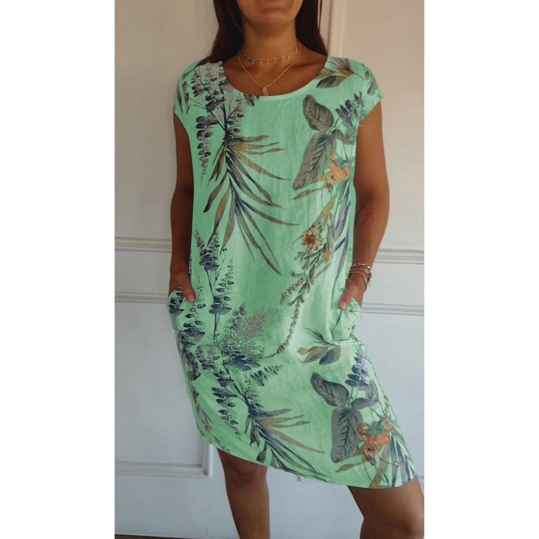 Bequemes Kleid mit Rundhalsausschnitt