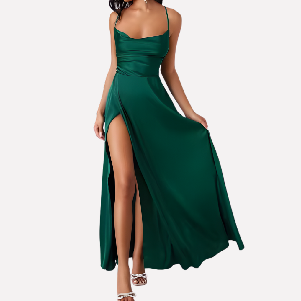 Damen Rückenfreies Maxi-Kleid mit Hohem Seitenschlitz