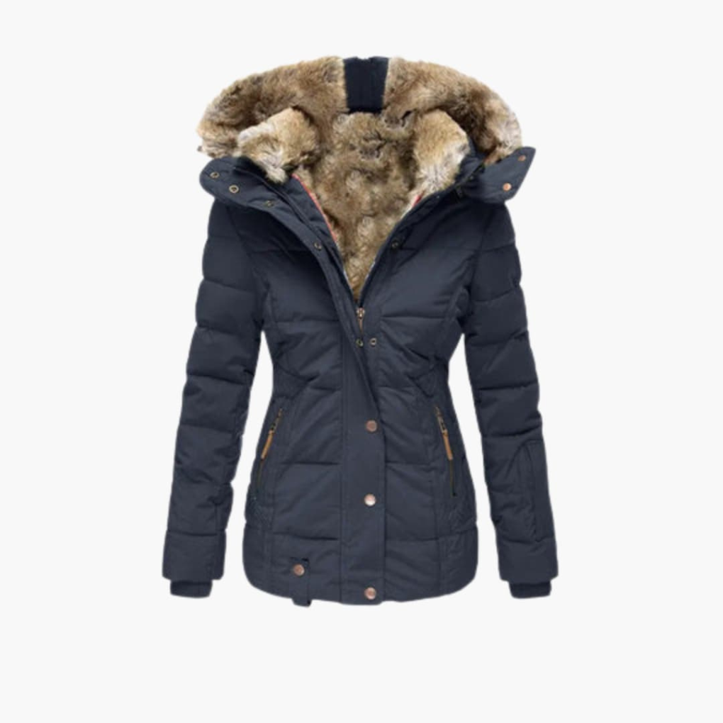 Damenjacke mit geprägter Oberfläche und Verschlüssen