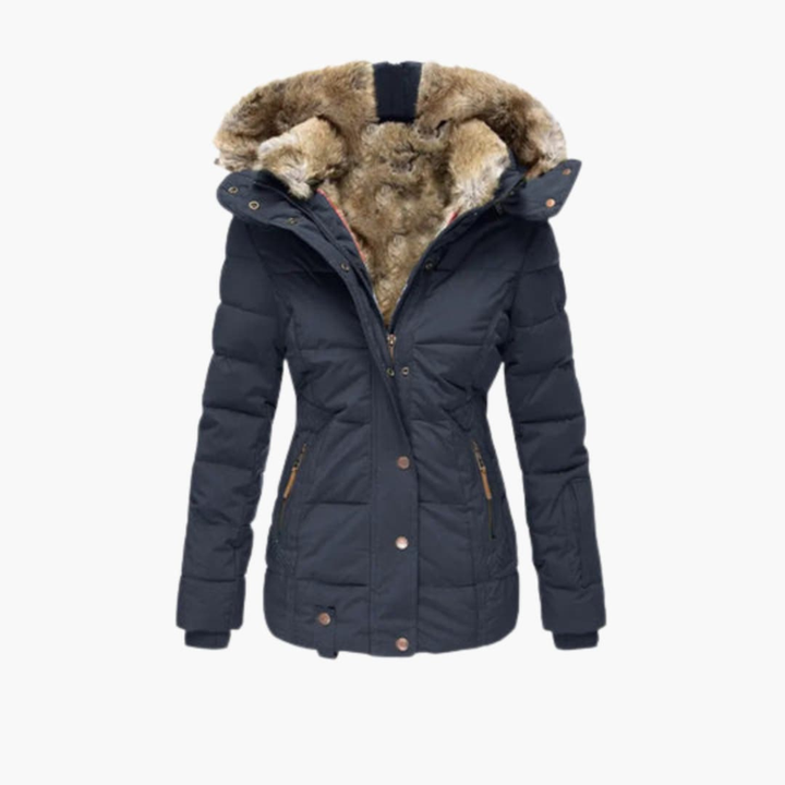 Damenjacke mit geprägter Oberfläche und Verschlüssen