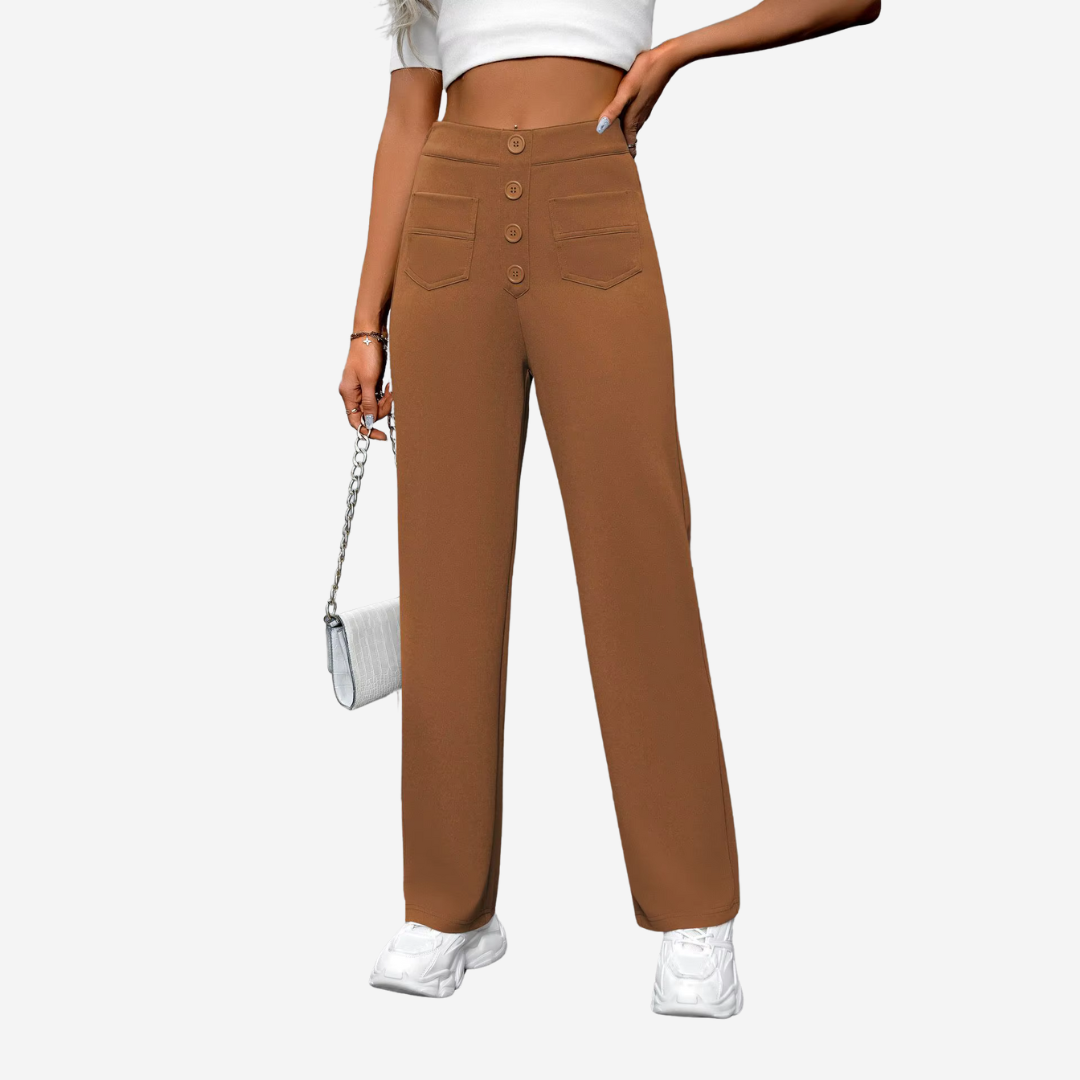 Hoch taillierte Straight-Leg-Hose für Damen