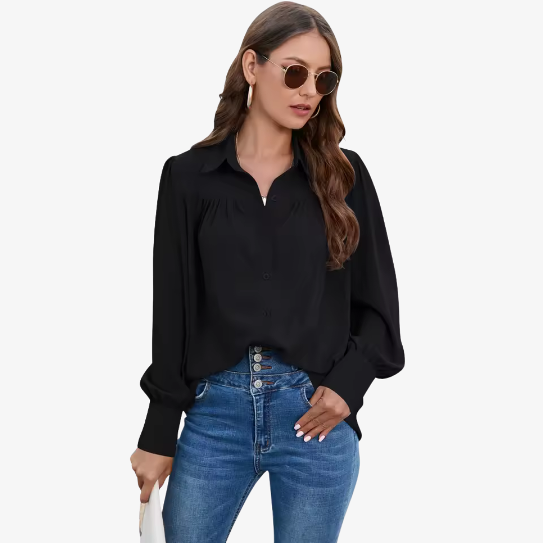 Elegante Chiffonbluse mit Laternenärmeln