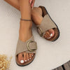 Damen Slip On Sommersandalen mit offener Zehenpartie