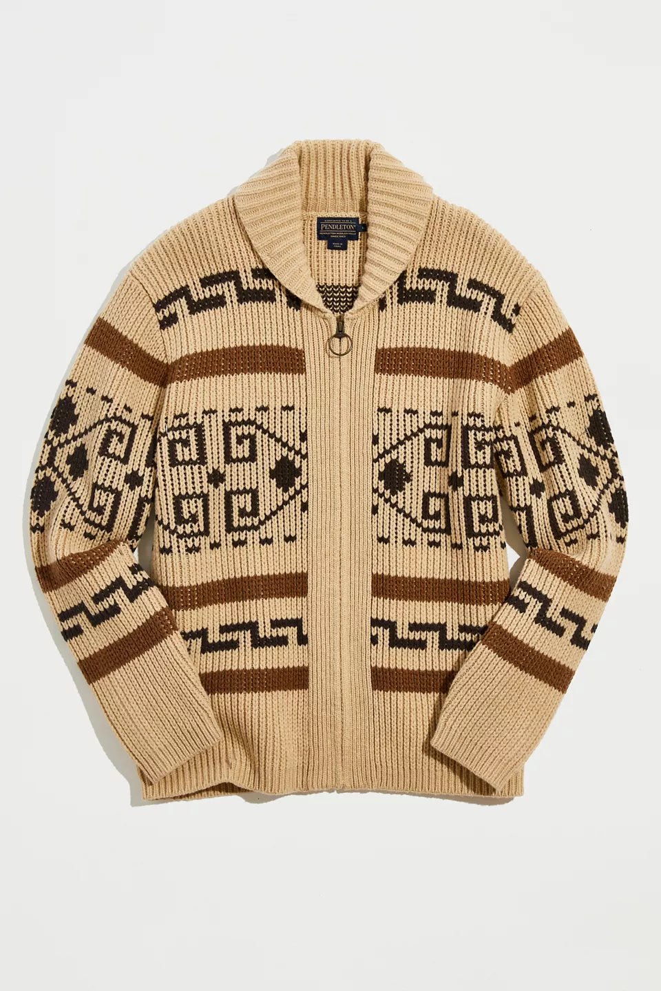 Vintage Jacquard-Strickjacke für Herren mit Reißverschluss