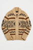 Vintage Jacquard-Strickjacke für Herren mit Reißverschluss