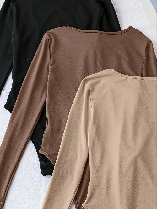 3er-Pack lässige Langarm-Bodys für Damen