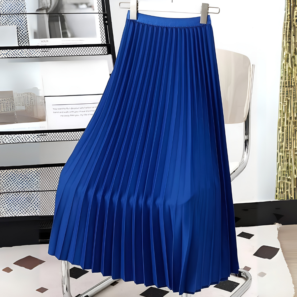 Satin-Plisseerock mit hoher Taille