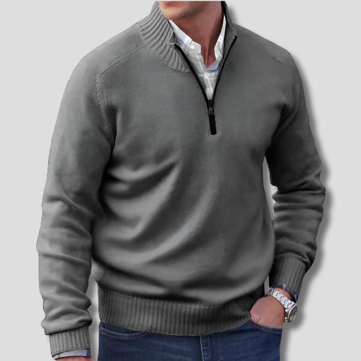 Herren-Pullover mit halbem Reißverschluss