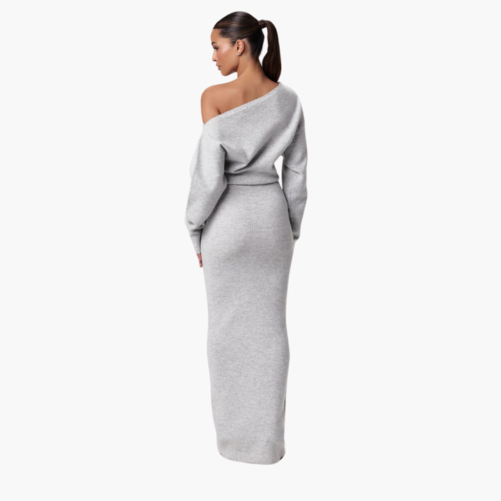 Off-Shoulder Strickkleid für Frauen – Elegantes Abendkleid