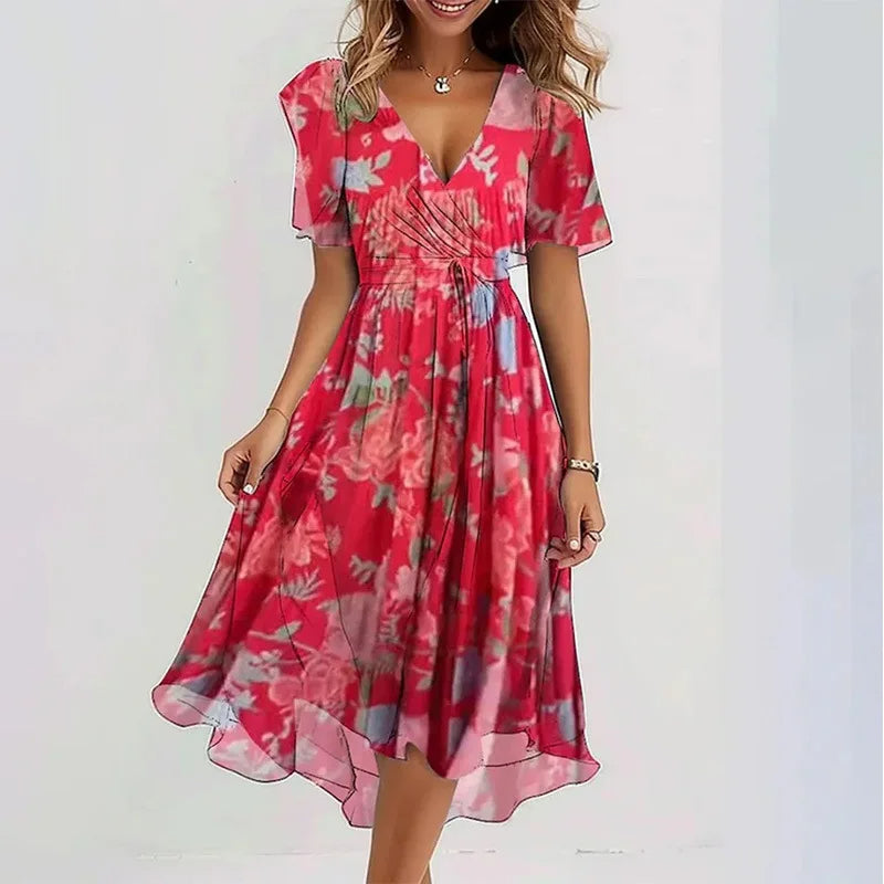 Fließendes Sommerkleid mit Blumenmuster (knielang)