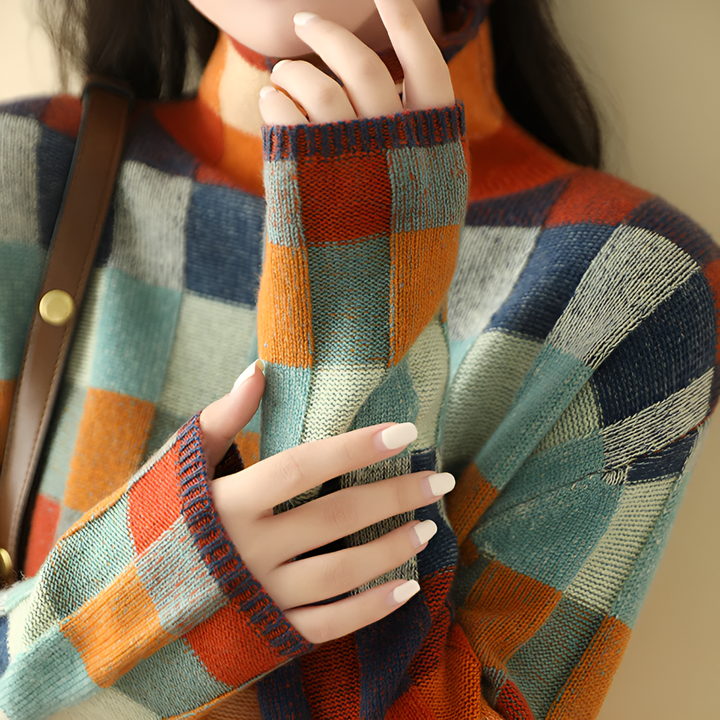 Luxuriöser Pullover aus feiner Wolle mit hohem Kragen