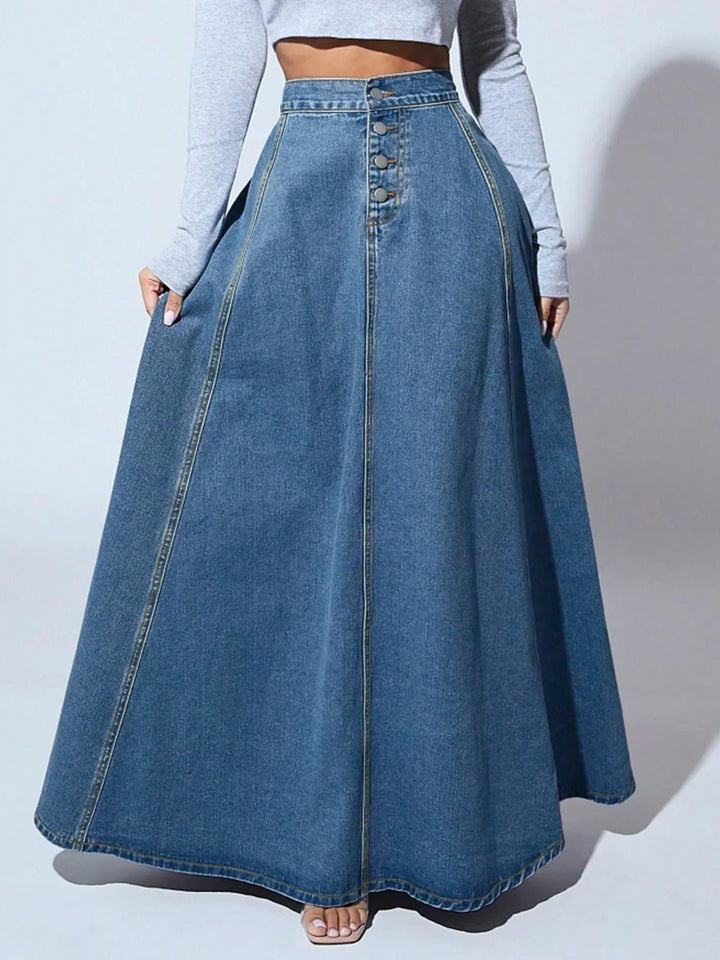 Damen-Jeansrock in A-Linie mit Knopfverschluss