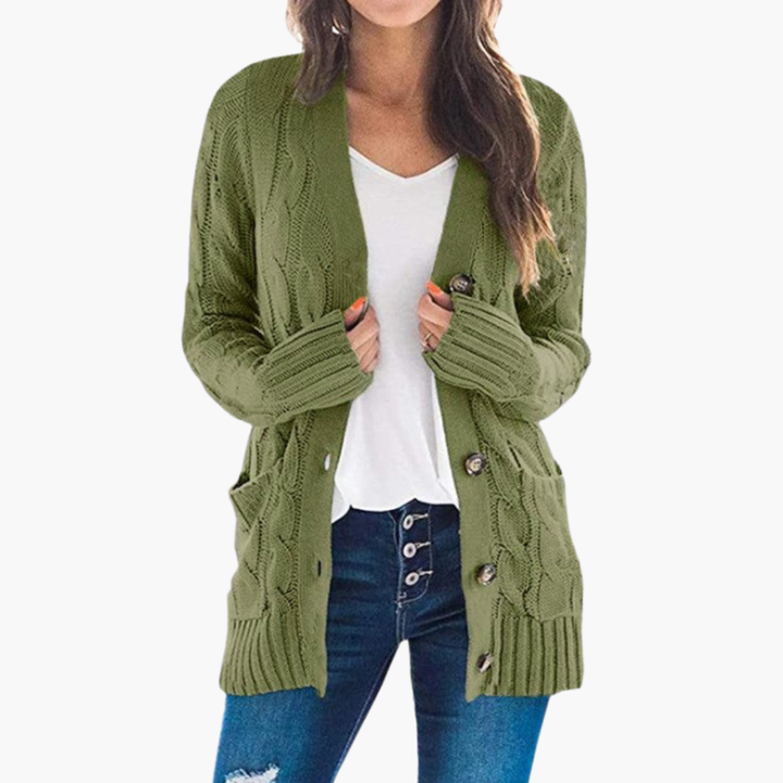Damen-Cardigan mit Knöpfen und Taschen