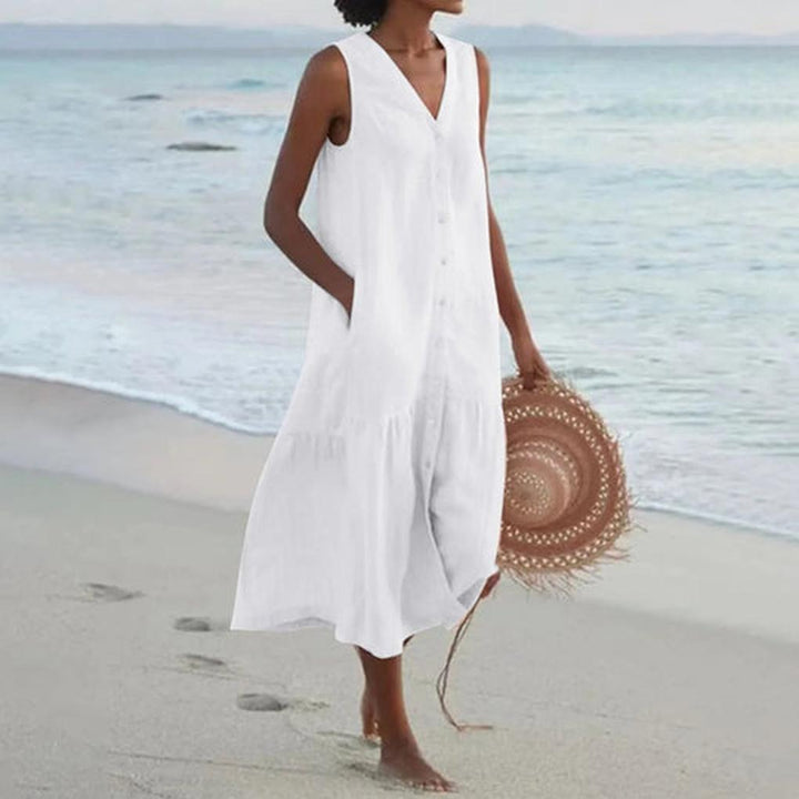 Damen V-Ausschnitt Kleid – Elegante Alltagskleidung
