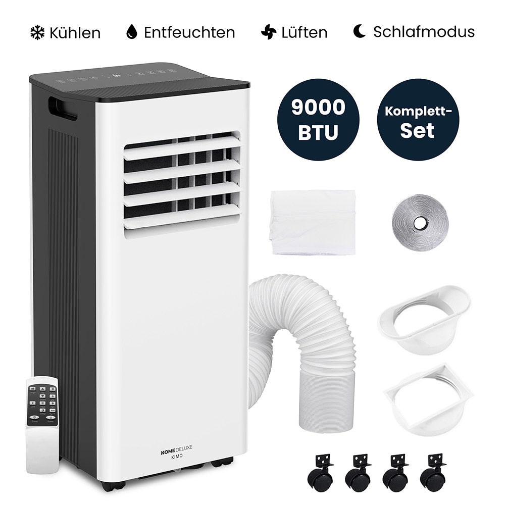 Mobiele Airconditioner KIMO 9000 BTU – 3-in-1 Koeling, Ventilatie & Ontvochtiging