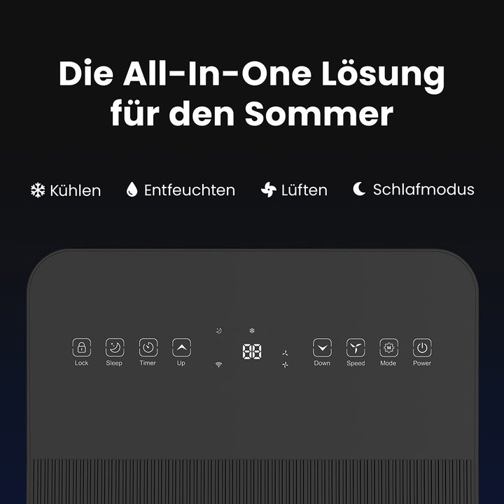 Mobiele Airconditioner KIMO 9000 BTU – 3-in-1 Koeling, Ventilatie & Ontvochtiging