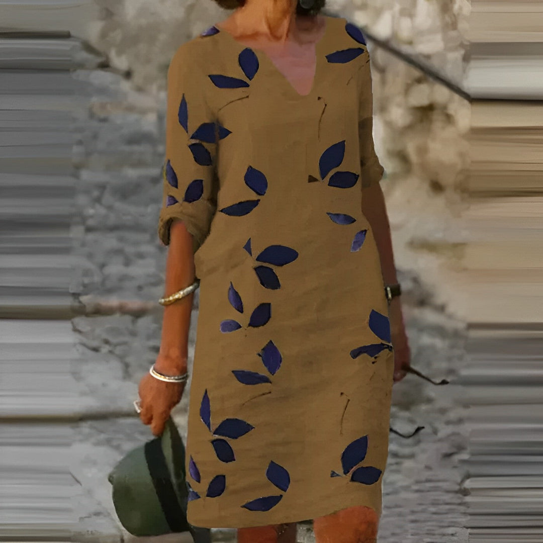 Sommerkleid für Damen mit Blattprint