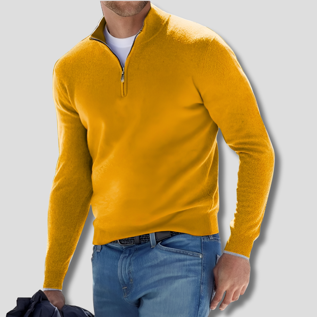 Baumwollpullover mit Reißverschlusskragen für Herren
