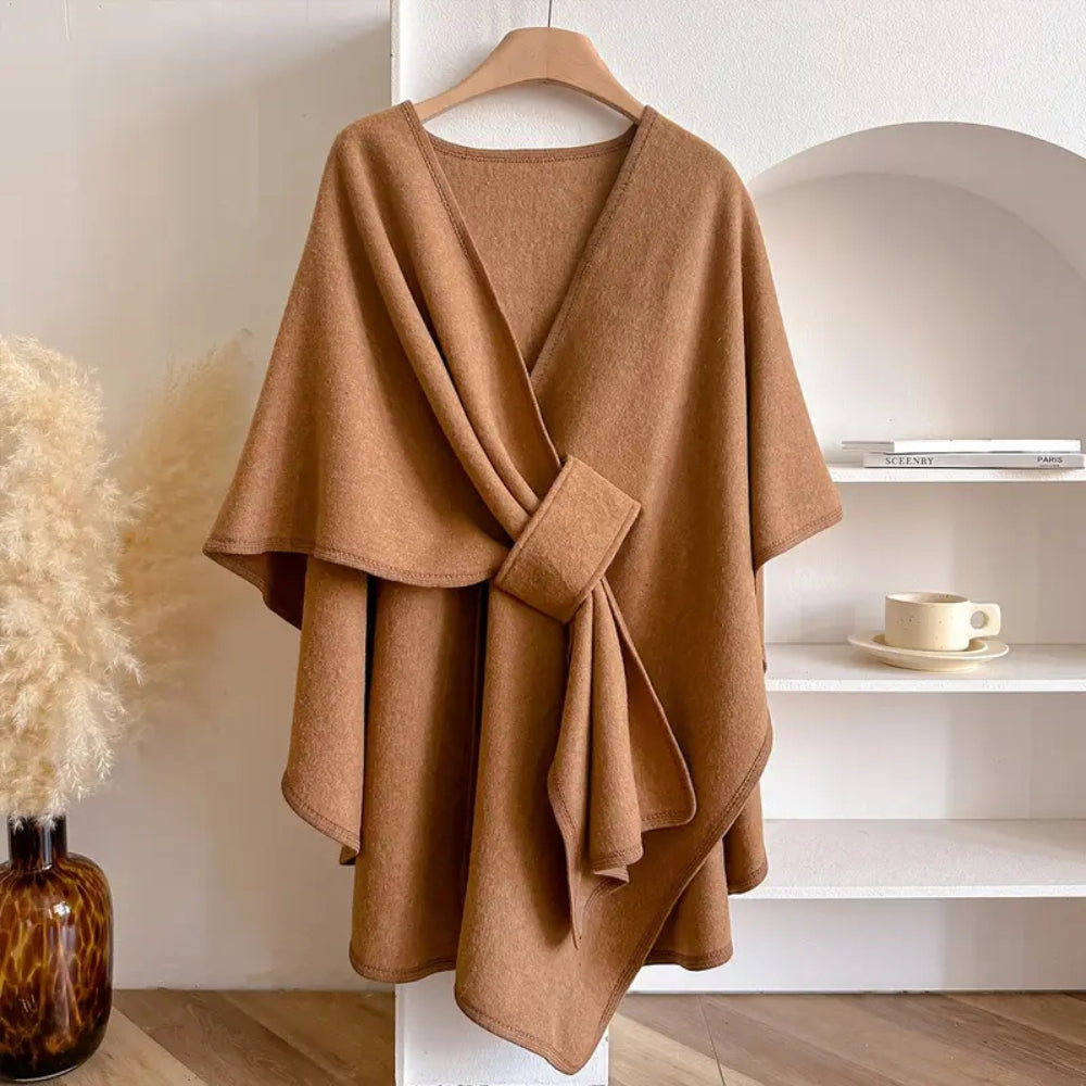 Luxuriöser windabweisender Schal-Mantel für Damen