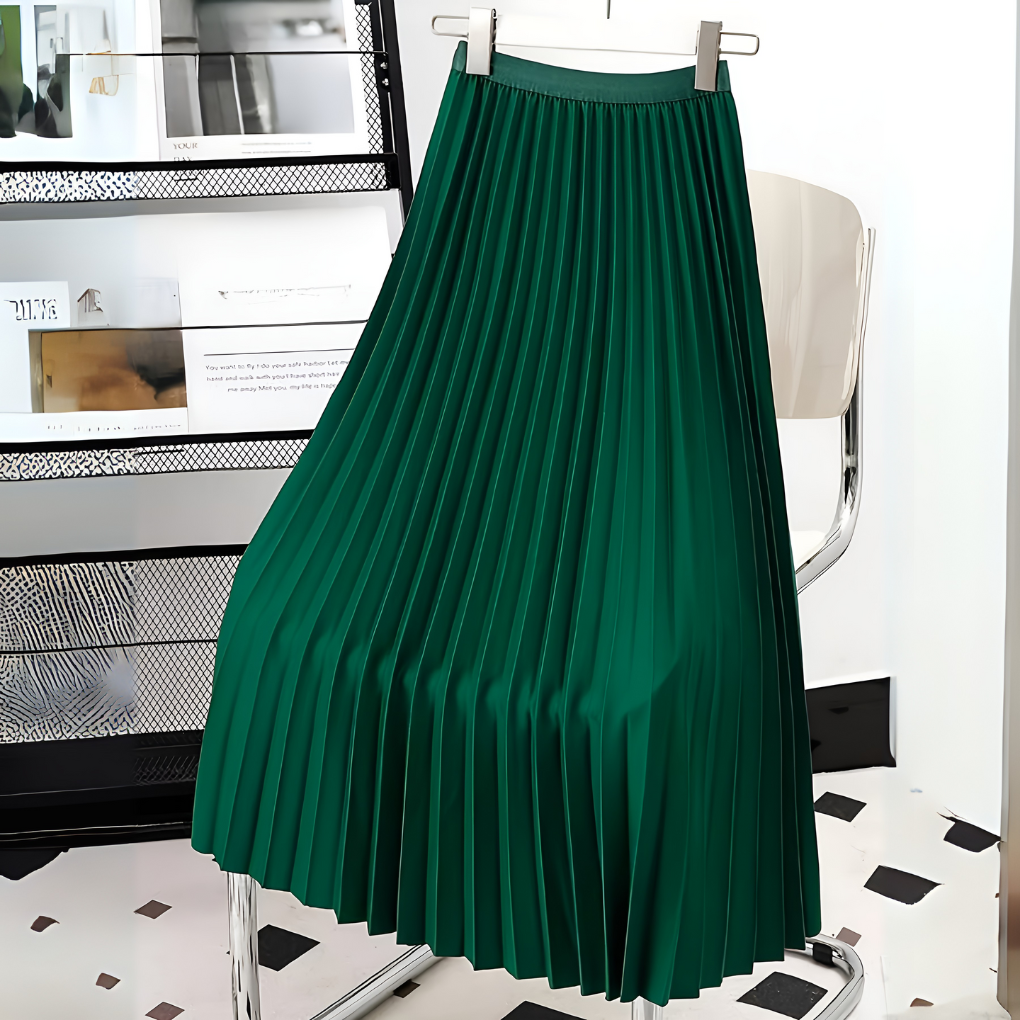 Satin-Plisseerock mit hoher Taille