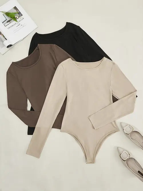 3er-Pack lässige Langarm-Bodys für Damen