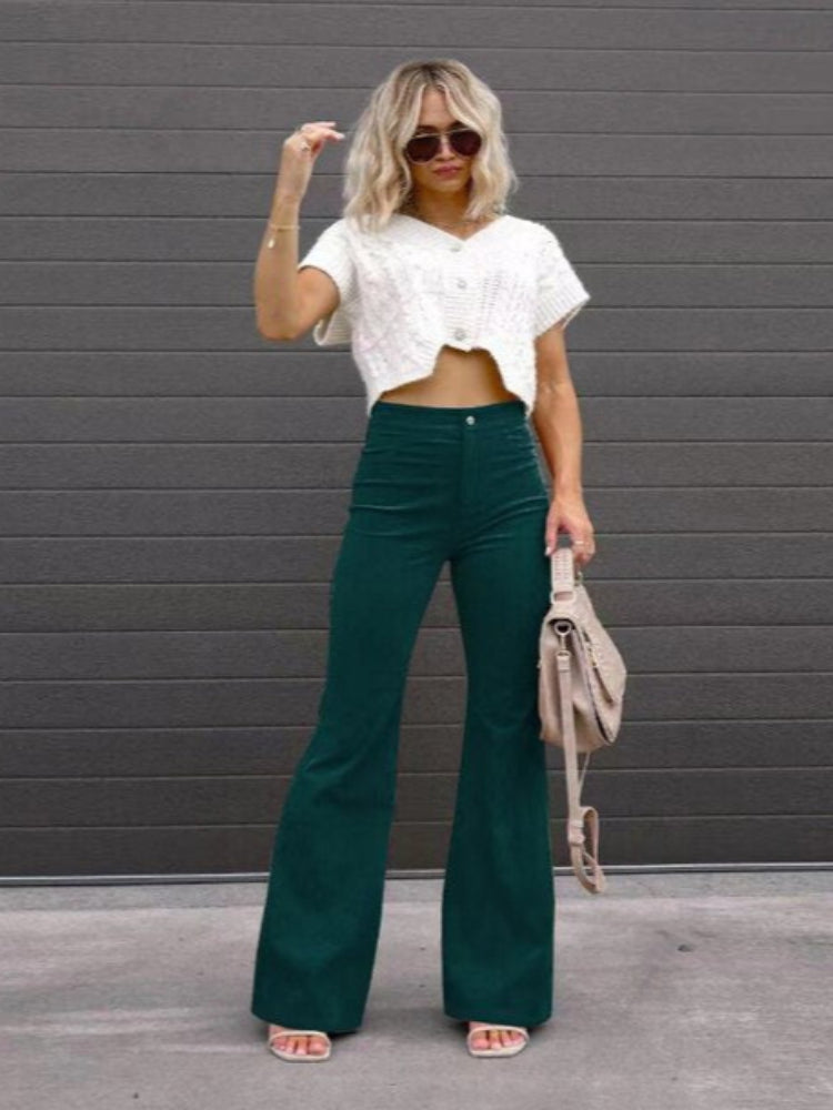 Modische Cordhose mit ausgestelltem Bein für Damen