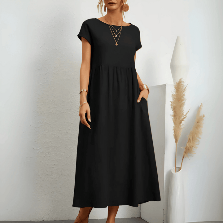 Vintage-Maxikleid aus Baumwollleinen für Damen