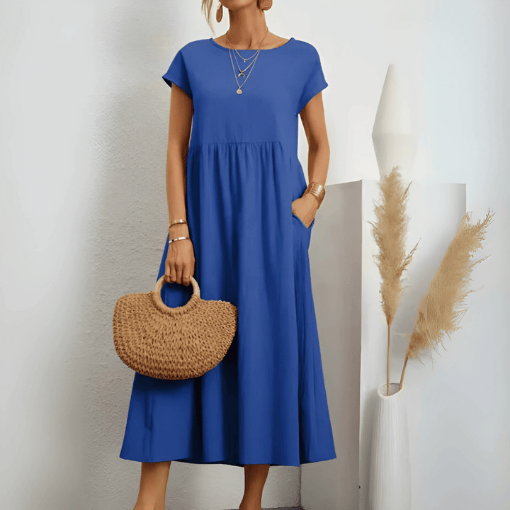 Vintage-Maxikleid aus Baumwollleinen für Damen
