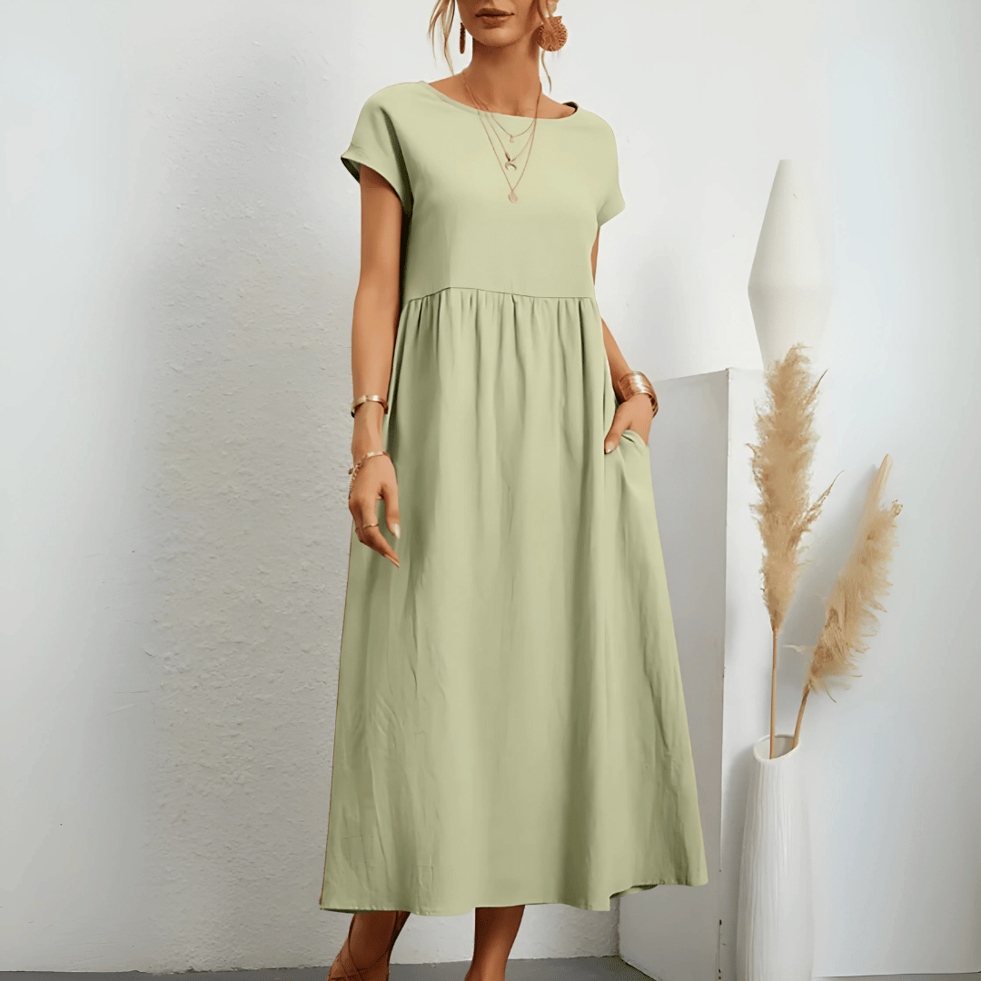 Vintage-Maxikleid aus Baumwollleinen für Damen